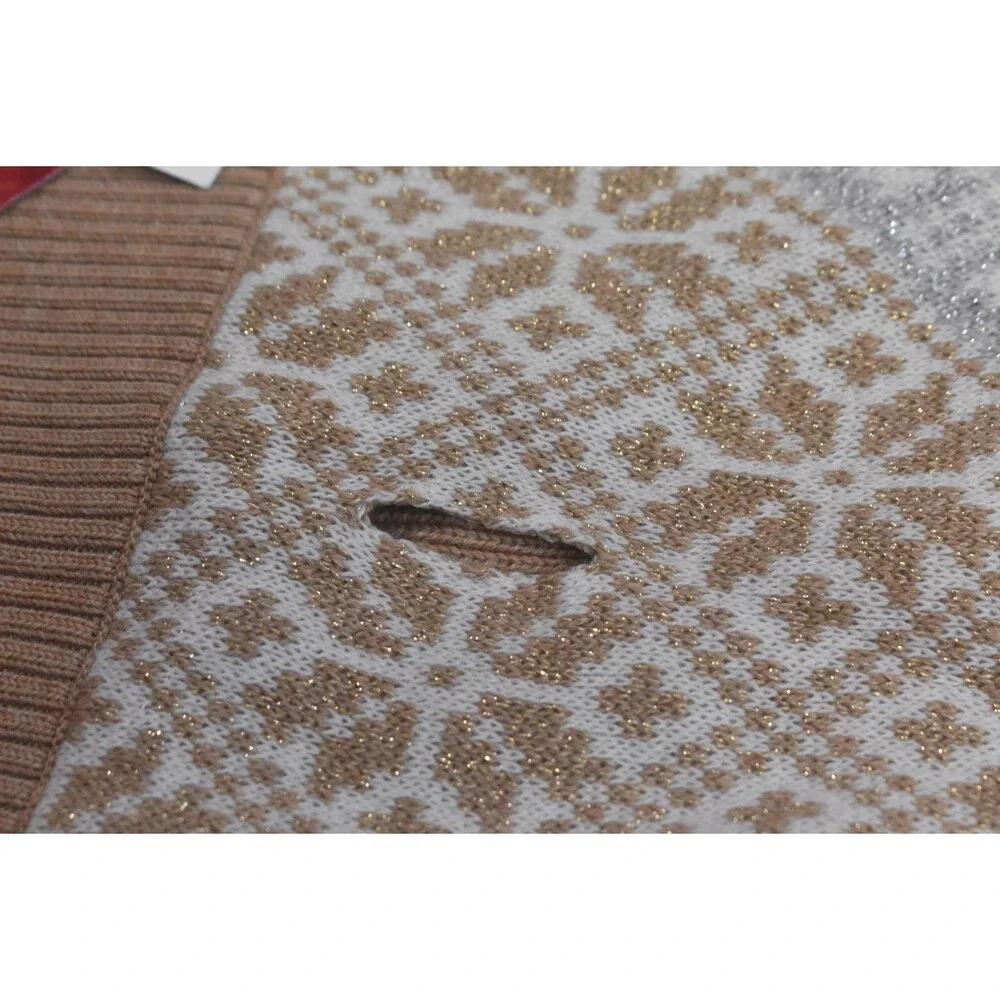 Dog Sweater Large L Brown Tan Fair Isle Warm Christmas Knit Pet Leash Hole